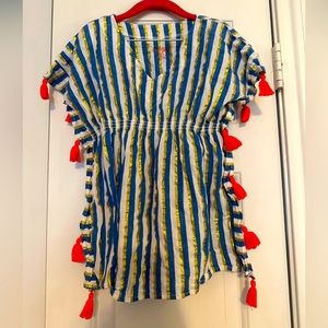 Girl Swimsuit Coverup with Pink/Orange Tassels